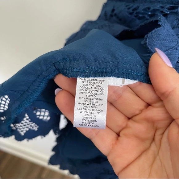 LOFT teal crochet off shoulder dress size XSP - Picture 6 of 8